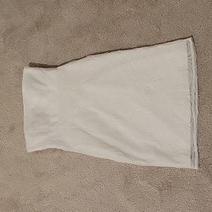 Ann Taylor White Floral Overlay Strapless Dress 0P 0 Petite Bridal